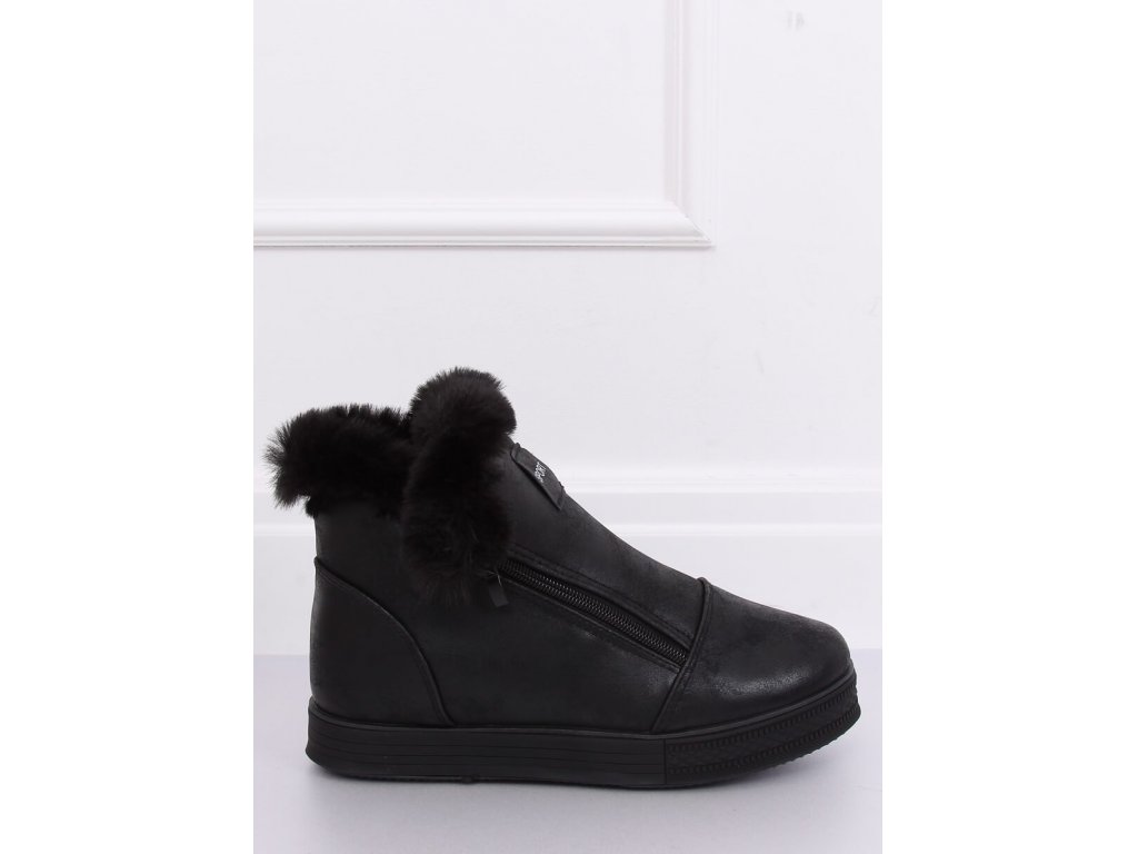 Kotníkové boty s kožíškem Aeron černé