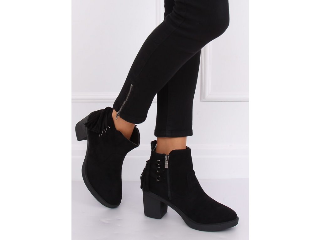 Kotníkové boty s třásněmi Candace černé