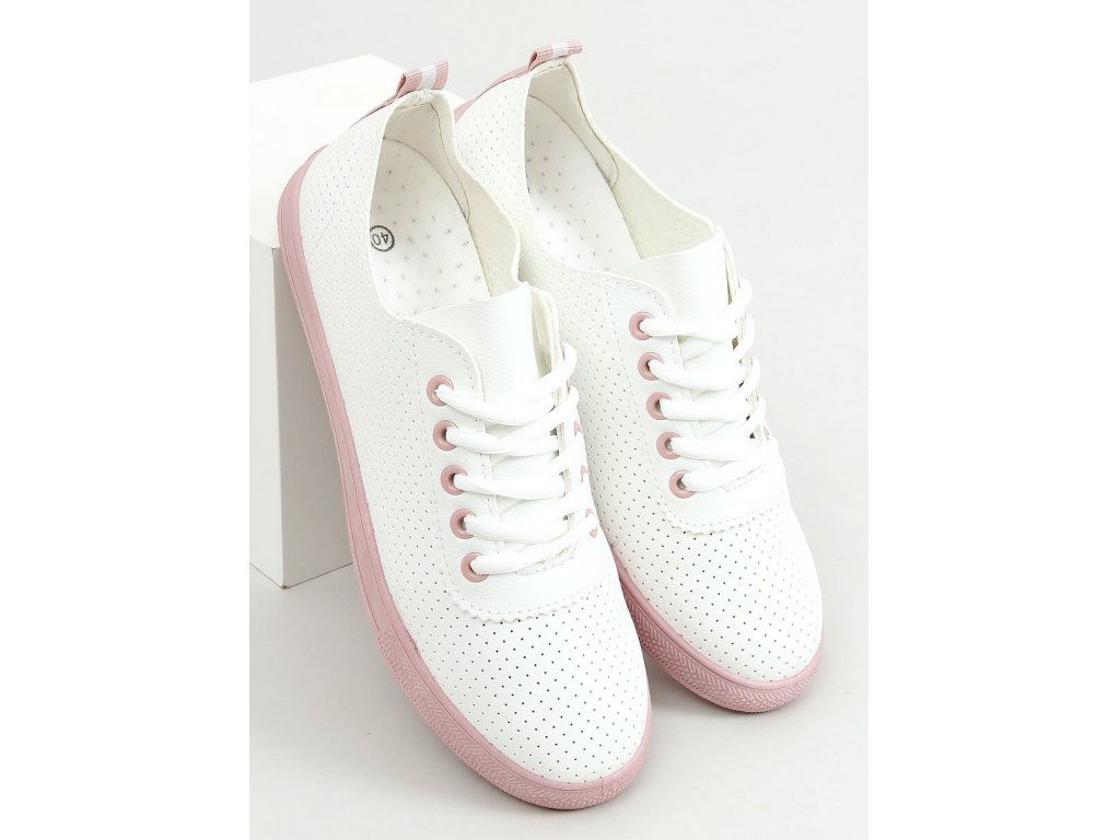 Koženkové tenisky Chrissy bílé/růžové