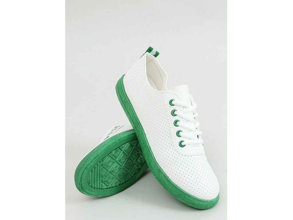 Koženkové tenisky Chrissy bílé/zelené