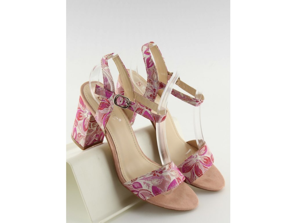 Květované sandály na podpatku Stephenie růžové
