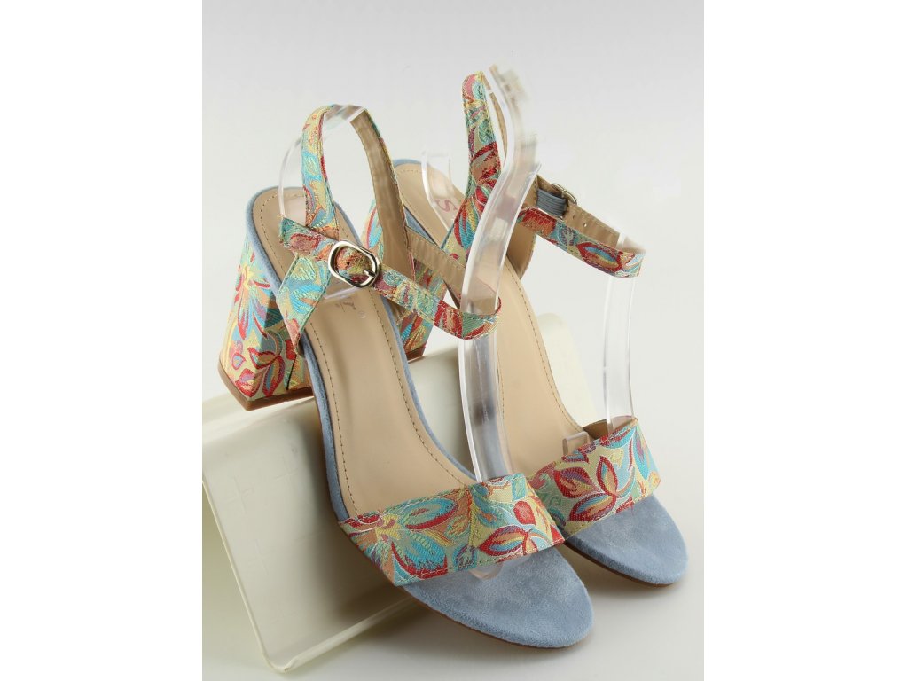 Květované sandály na podpatku Tillie modré