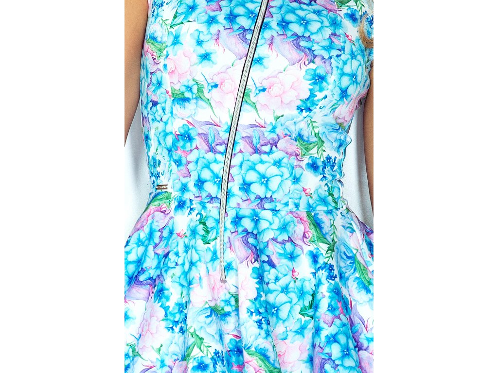 Květované šaty na zip Nella modré