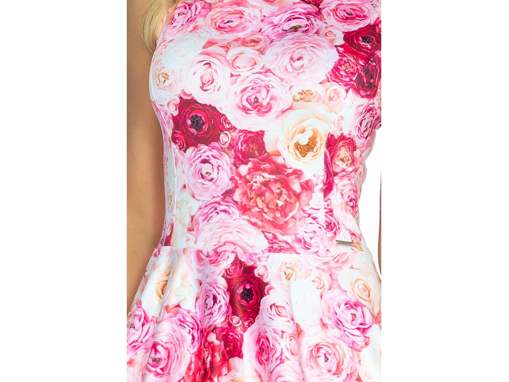 Květované šaty s rozšířenou sukýnkou Abital růžové