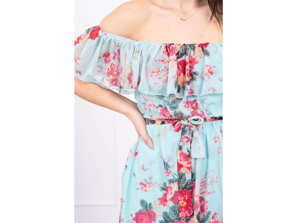 Květované šaty s volánkem Mayme mint