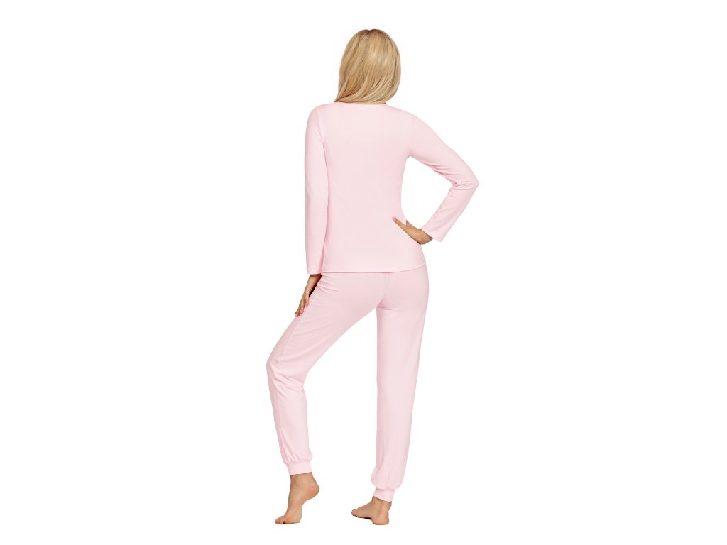 Luxusní dlouhé pyžamo s krajkou Nessie růžové