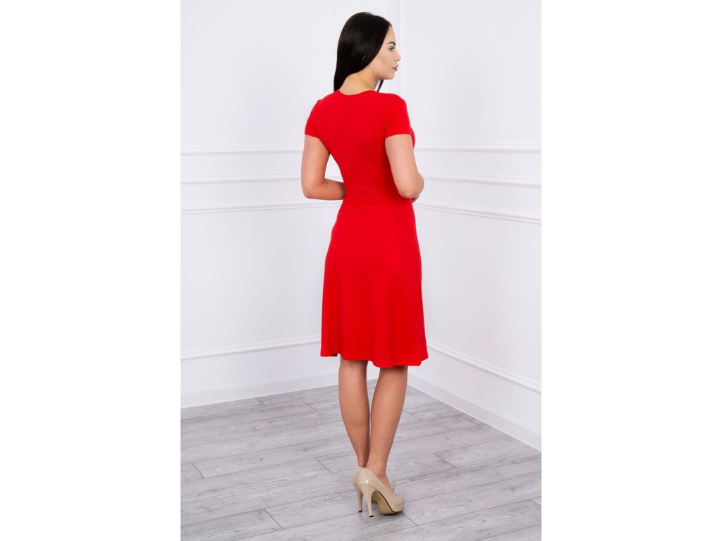 Midi šaty s propleteným výstřihem Jena červené