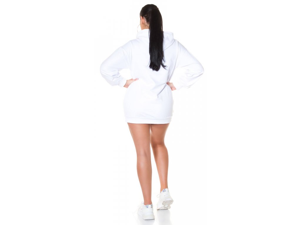 Mikinové šaty Delicia bílé
