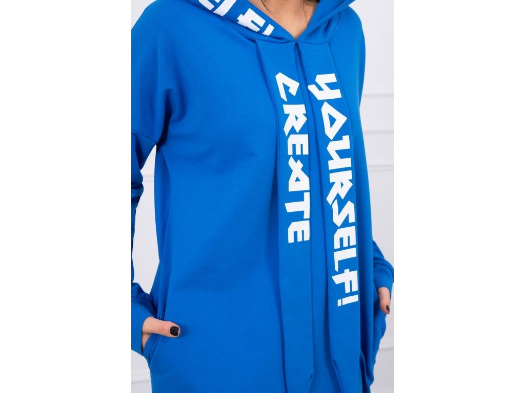 Mikinové šaty s nápisy Arielle modré