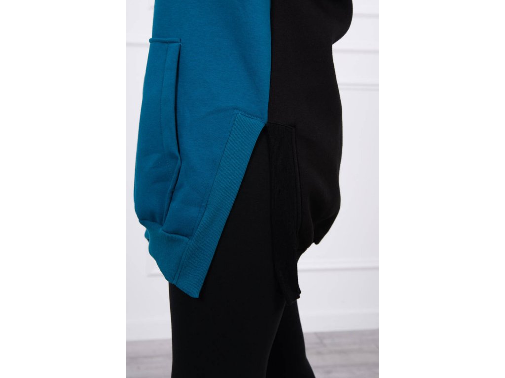 Mikinové šaty s rozparky Kit tmavě modré/černé