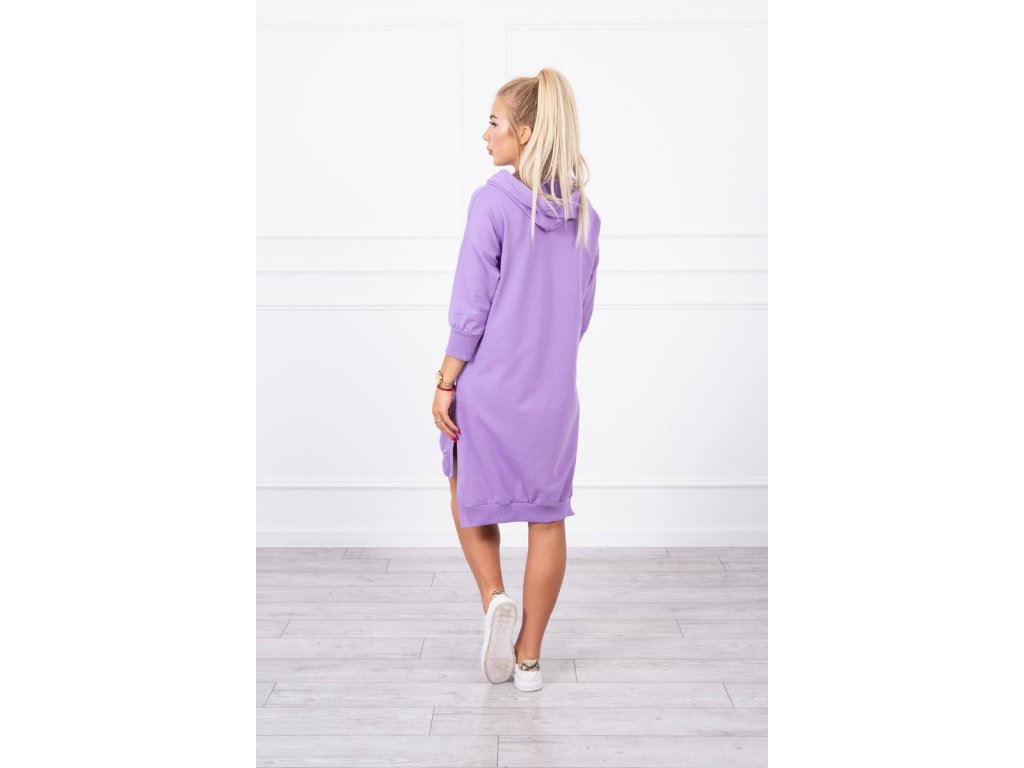 Mikinové šaty s rozparky Neva fialové