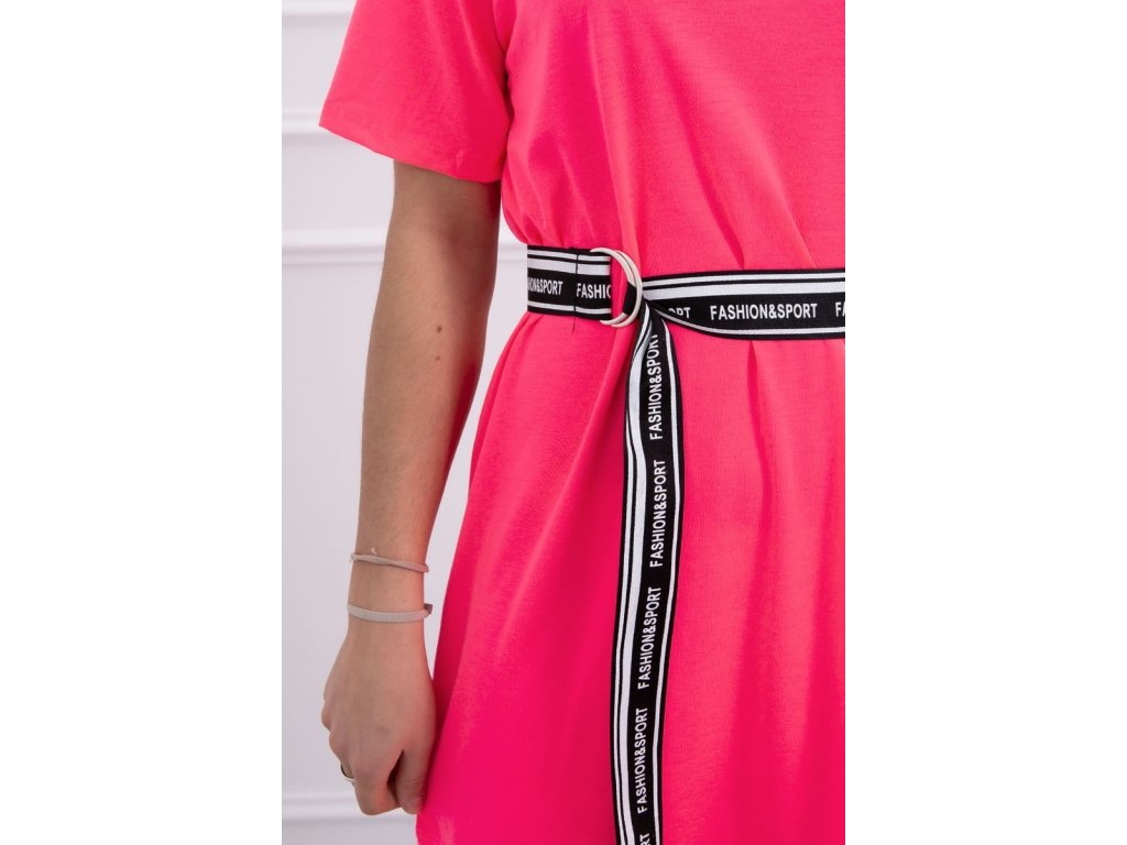 Mini šaty s páskem Marje neonově růžové