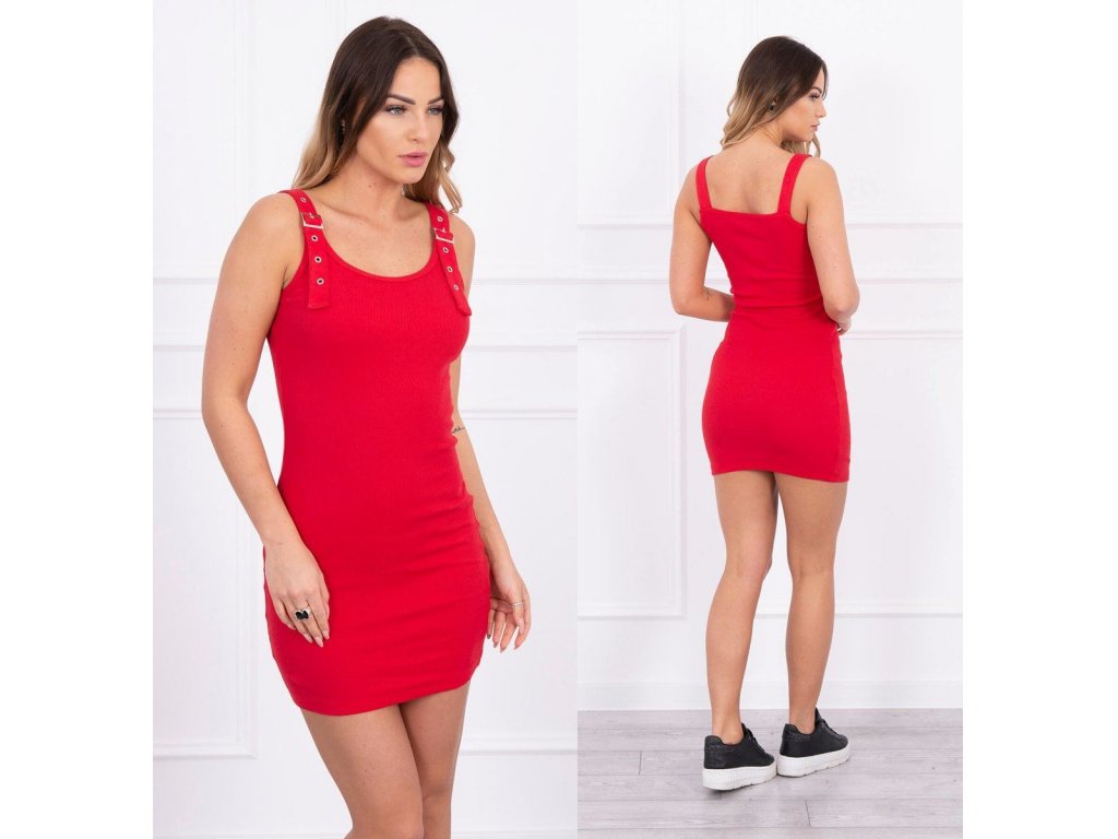 Mini šaty s pásky Titty červené