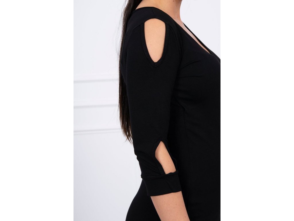 Mini šaty s trendy otvory Diot černé
