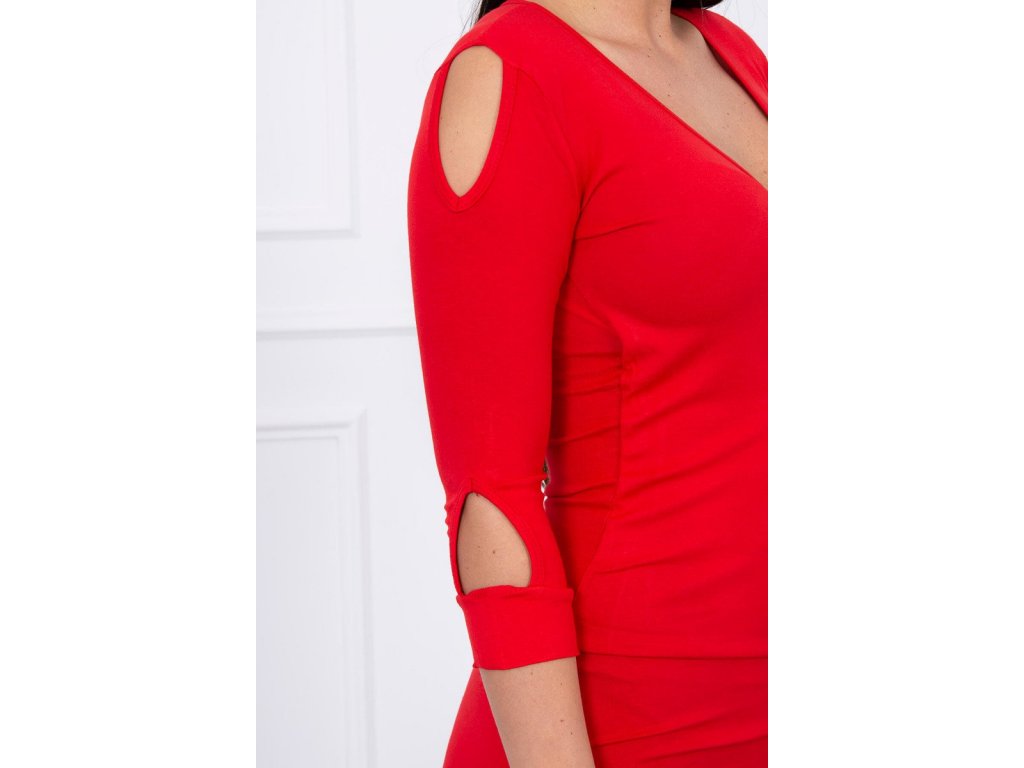 Mini šaty s trendy otvory Diot červené