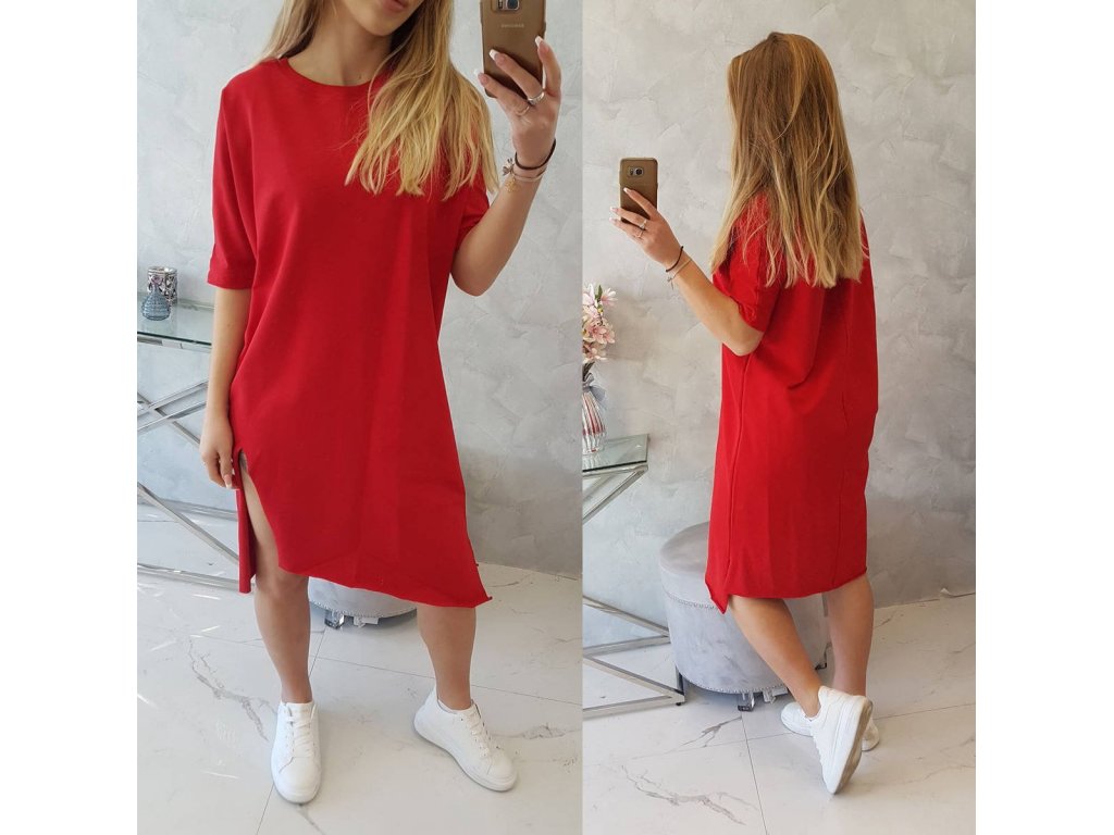 Oversize basic šaty Lacie červené