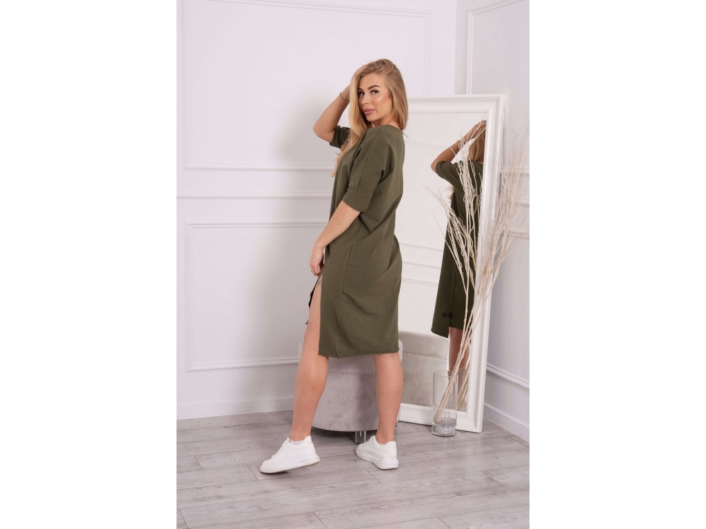 Oversize basic šaty Lacie khaki