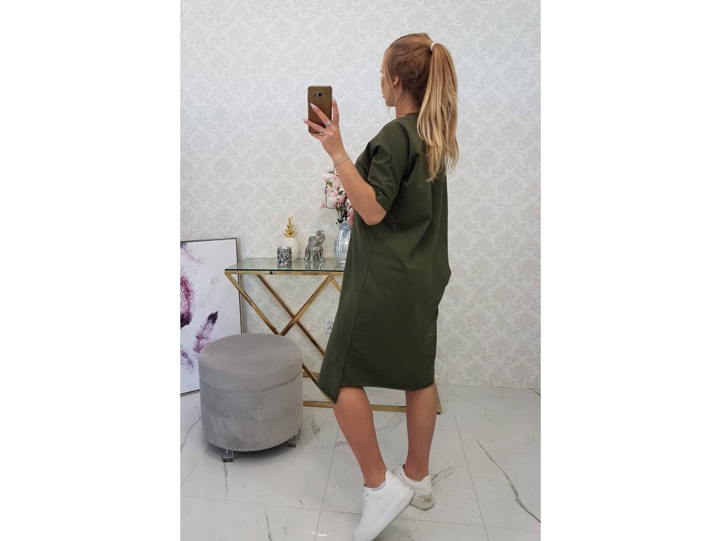 Oversize basic šaty Lacie khaki