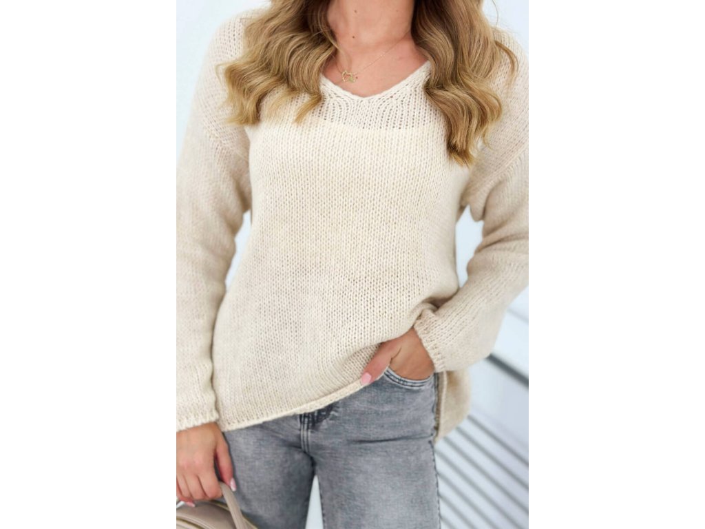 Oversize mohérový svetr Rachael světle béžový