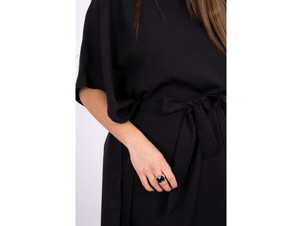 Oversize šaty s netopýřími rukávy Becci černé