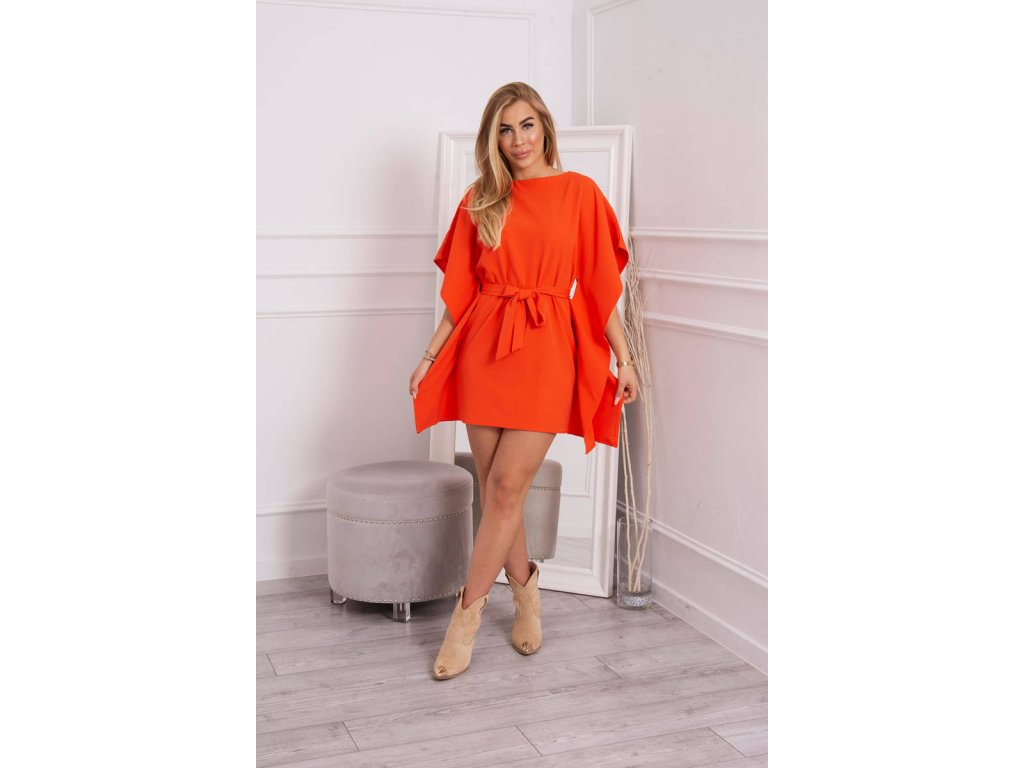 Oversize šaty s netopýřími rukávy Becci oranžové