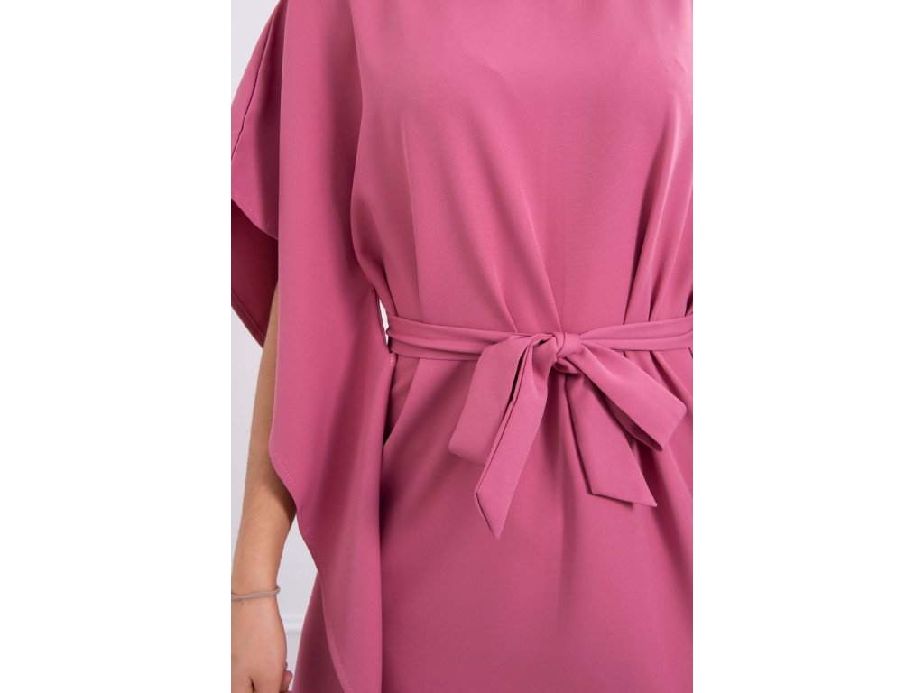 Oversize šaty s netopýřími rukávy Becci růžové