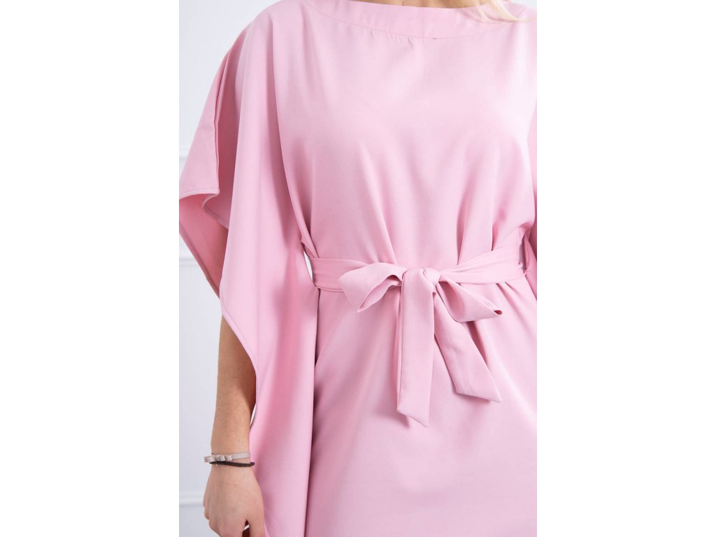 Oversize šaty s netopýřími rukávy Becci růžové