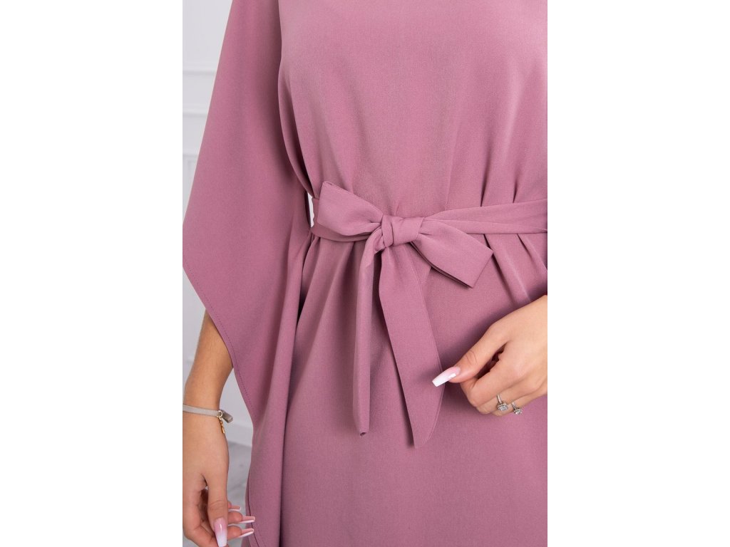 Oversize šaty s netopýřími rukávy Becci tmavě růžové