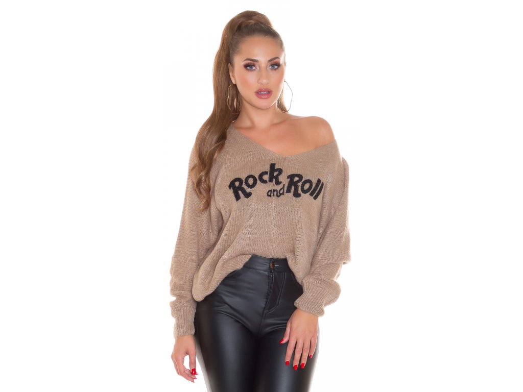 Oversize svetr Rock and Roll cappuccino