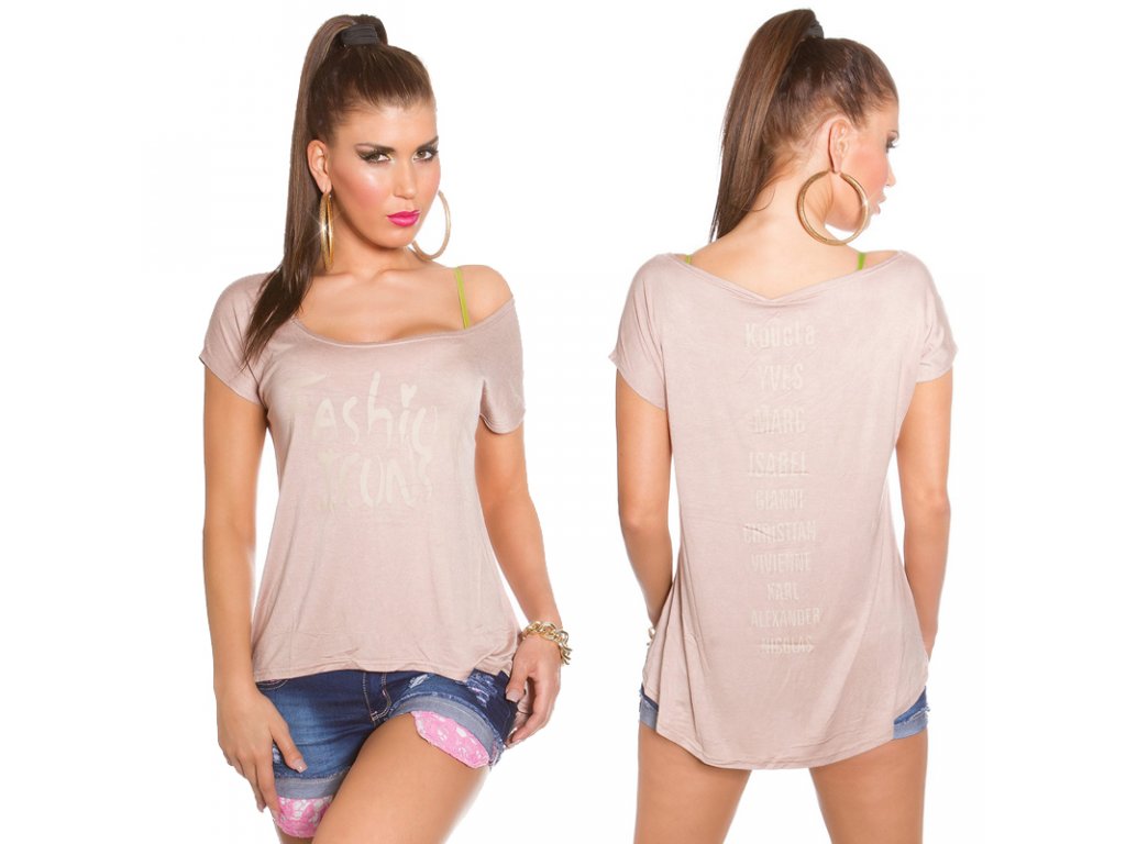 Oversize tričko Fashion Icons Cappuccino