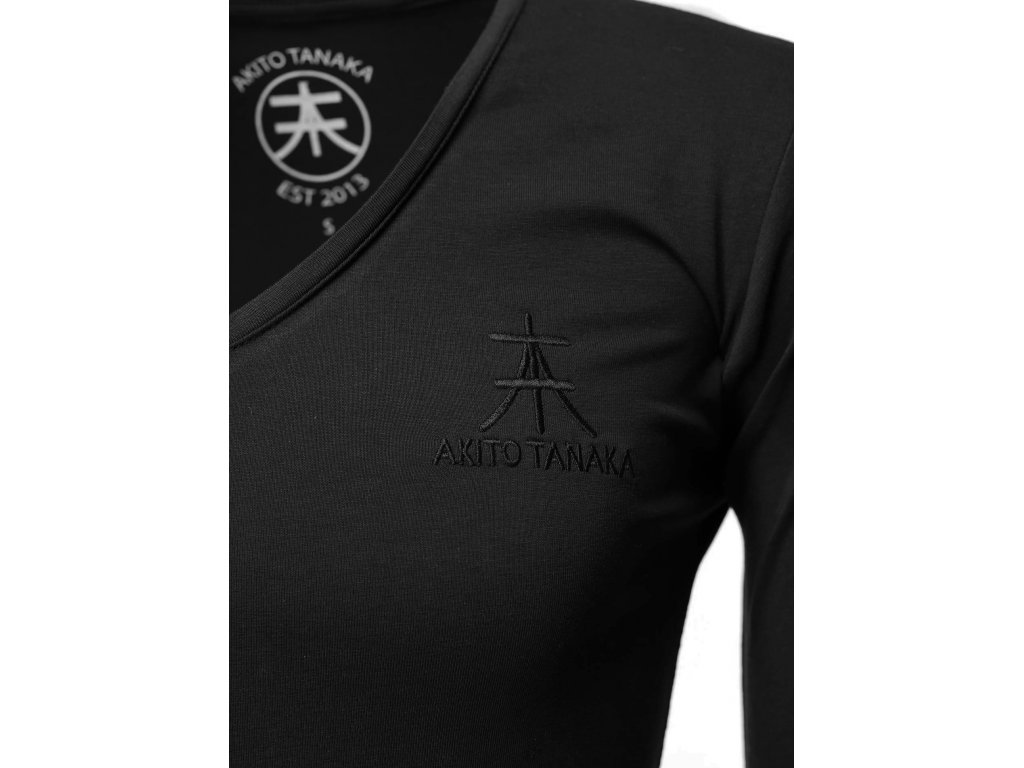 Pánské basic tričko Akito Tanaka dlouhý rukáv Černé