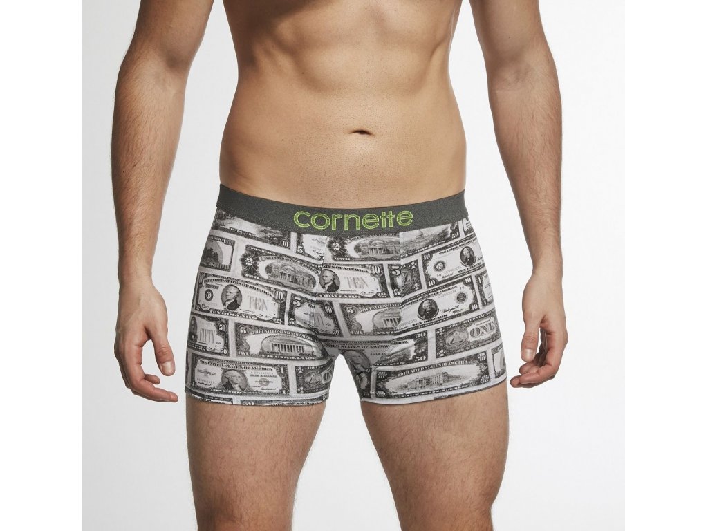 Pánské boxerky s dolary Cameron šedé