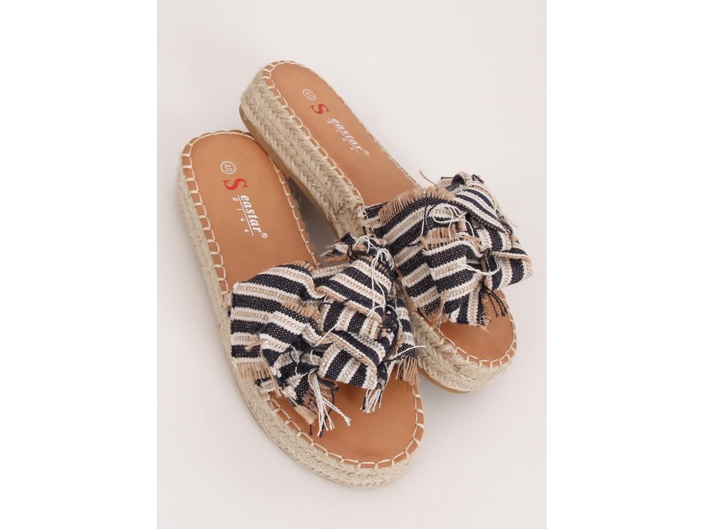 Pantofle espadrilky s mašlí Bindy námořnické