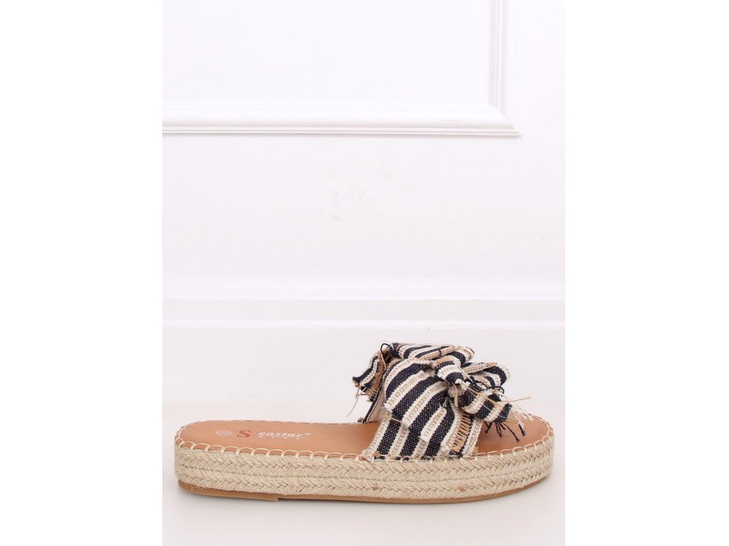 Pantofle espadrilky s mašlí Bindy námořnické