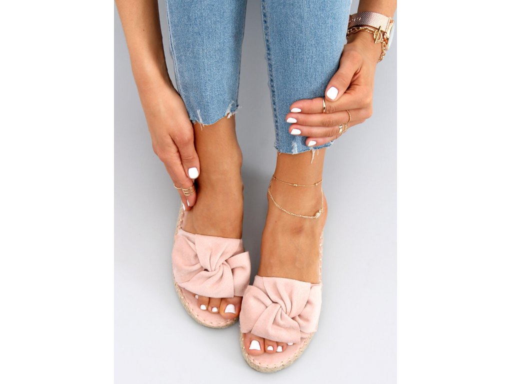 Pantofle espadrilky s mašlí Jodi růžové