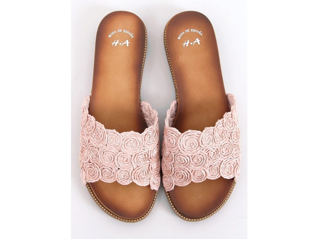 Pantofle s květinovým vzorem Mel růžové