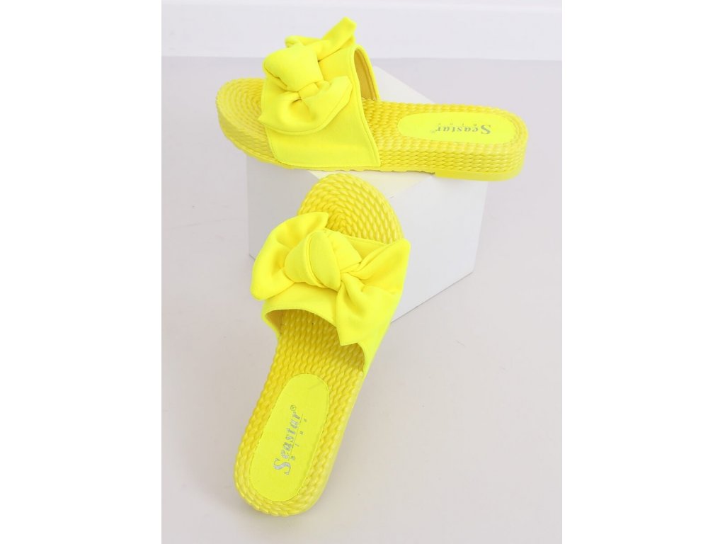 Pantofle s mašlí Joelle neonově žluté