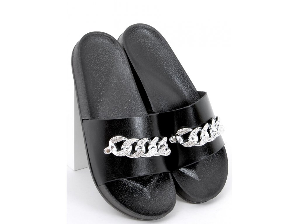 Pantofle s řetězem Chastity černé