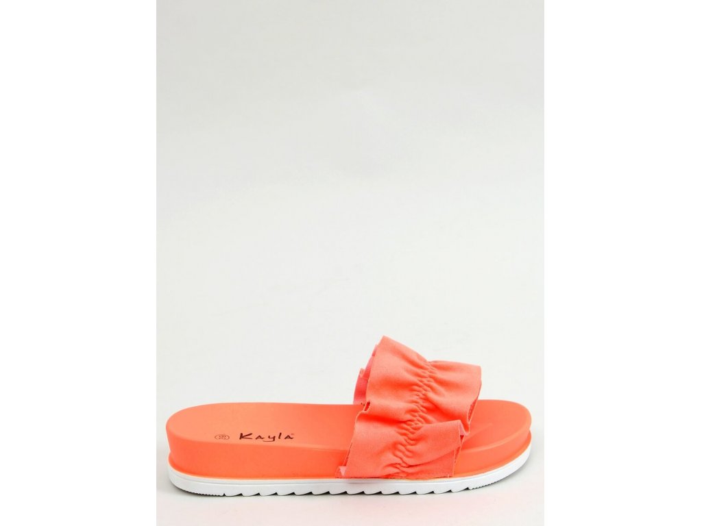 Pantofle s volánkem Madlyn neonově oranžové
