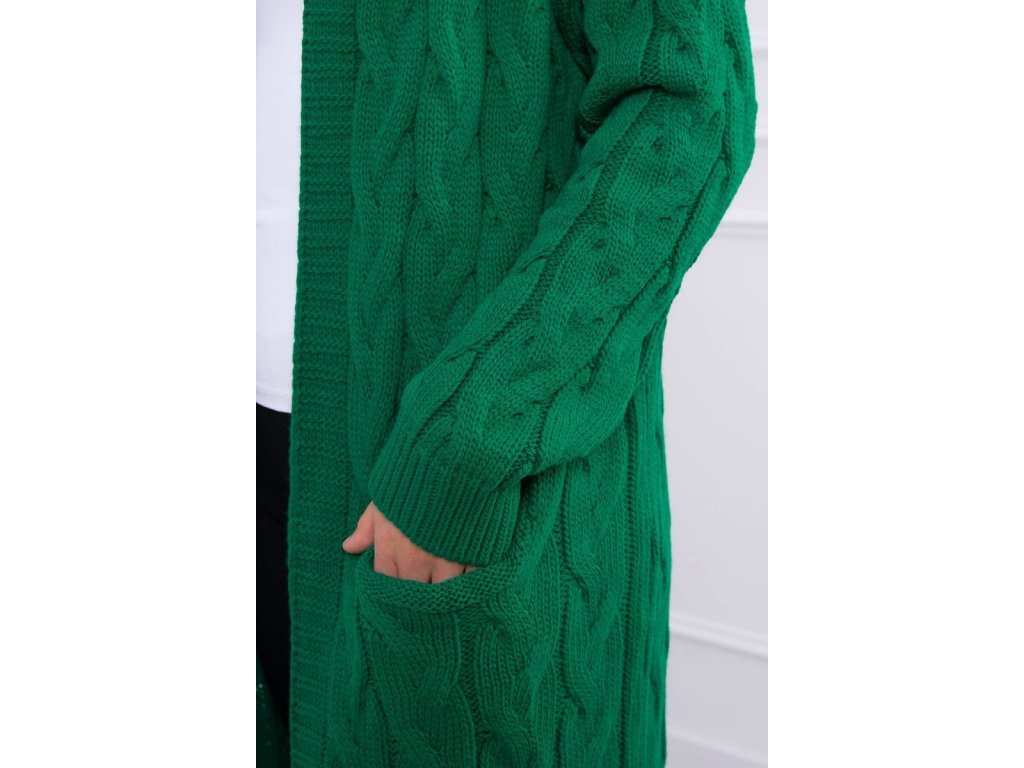 Pletený cardigan s copánky Anabelle zelený