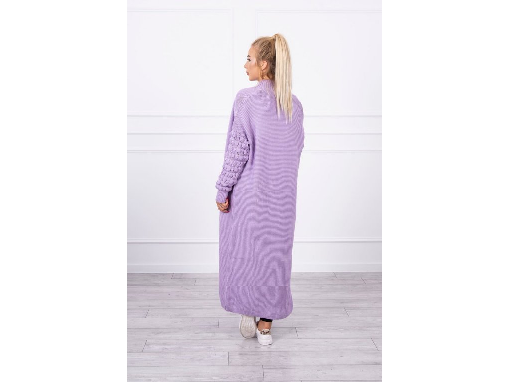 Pletený extrémně dlouhý cardigan Andrea fialový