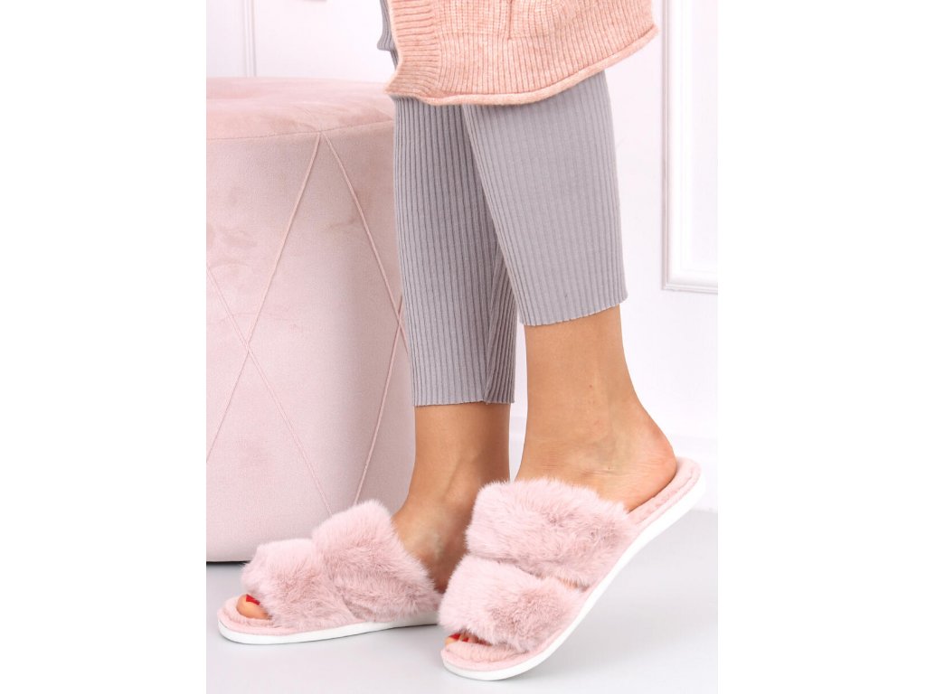 Plyšové pantofle Sable růžové