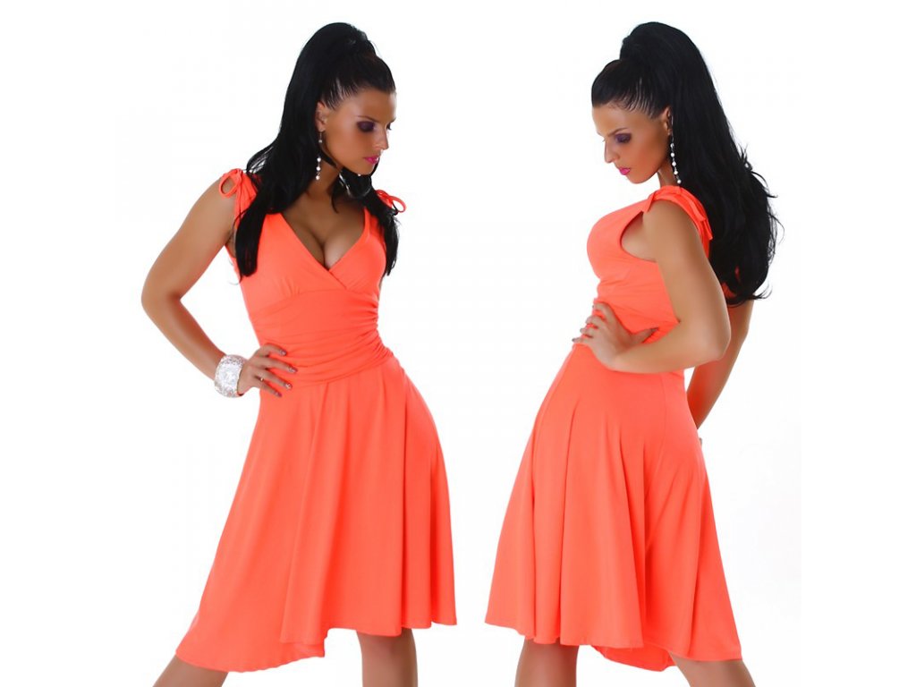 Polodlouhé šaty Oranžové