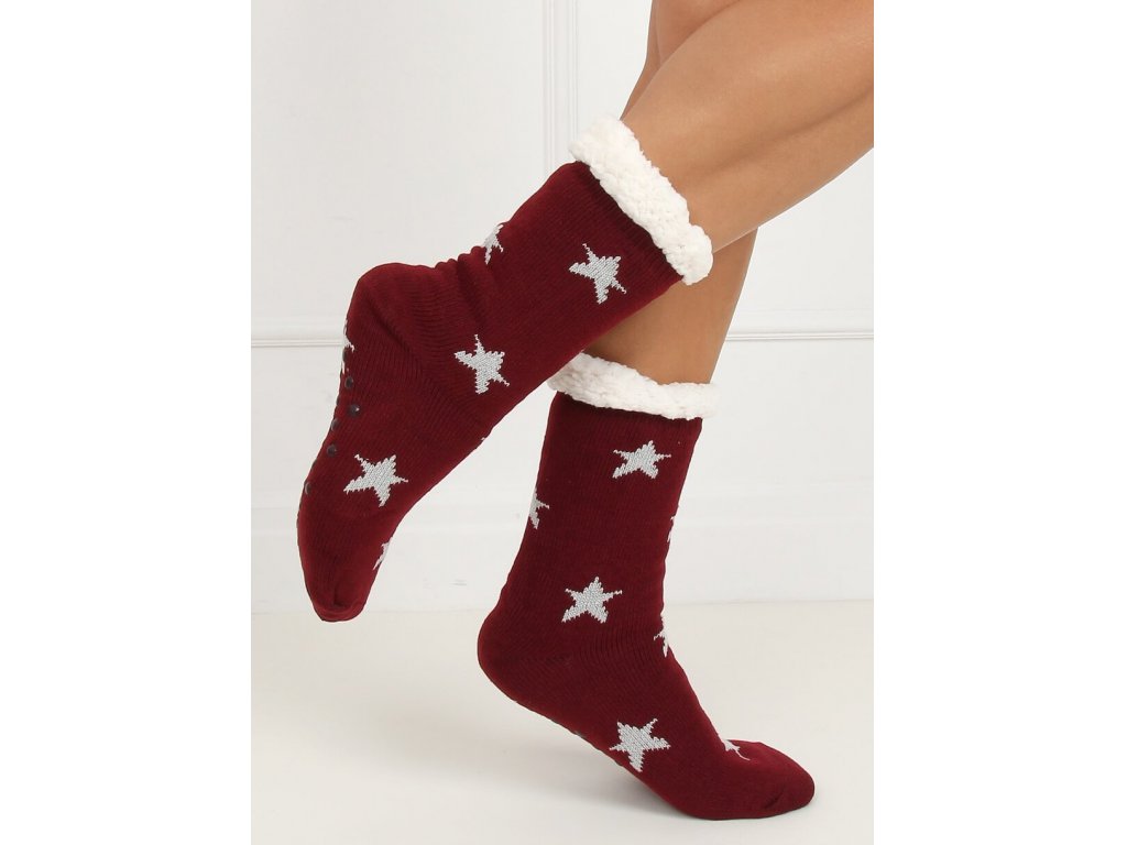 Ponožky s beránkem a hvězdičkami Carina bordó