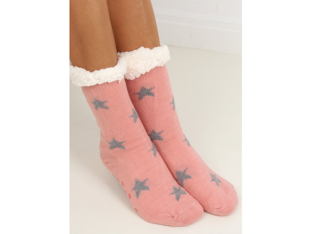 Ponožky s beránkem a hvězdičkami Carina růžové