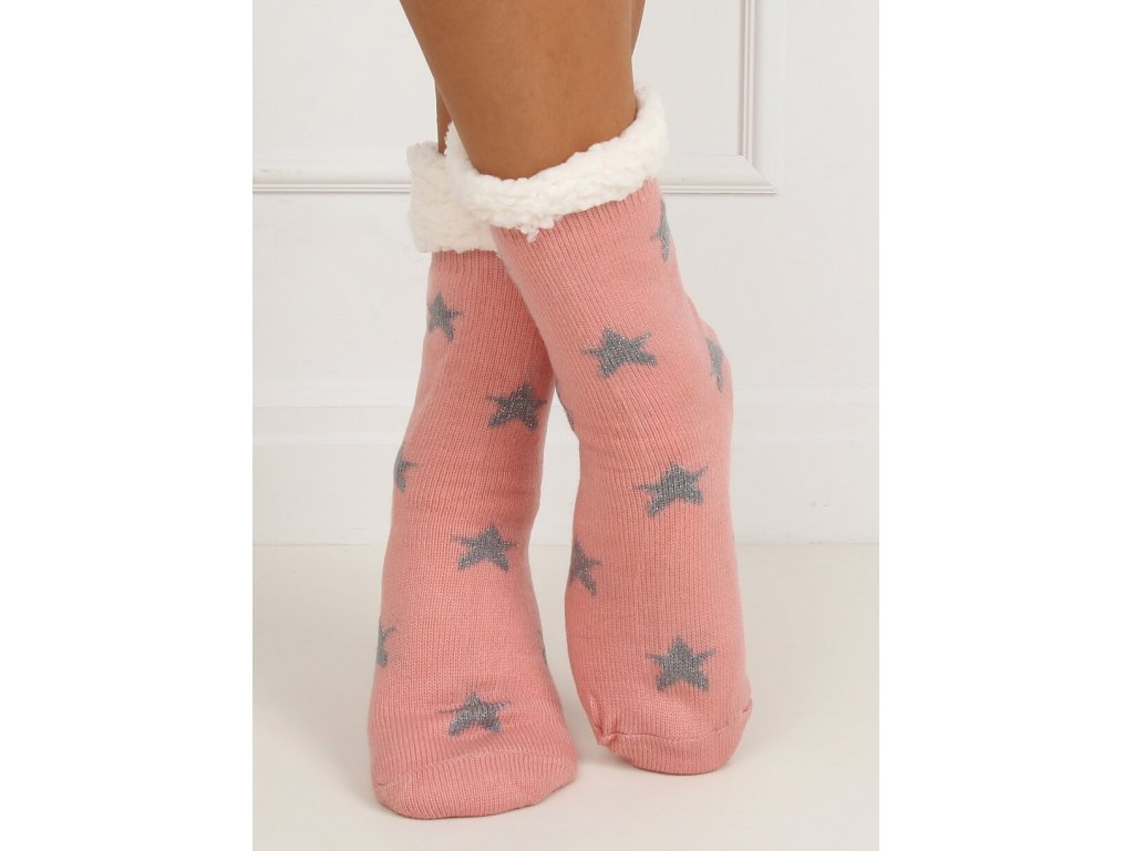 Ponožky s beránkem a hvězdičkami Carina růžové