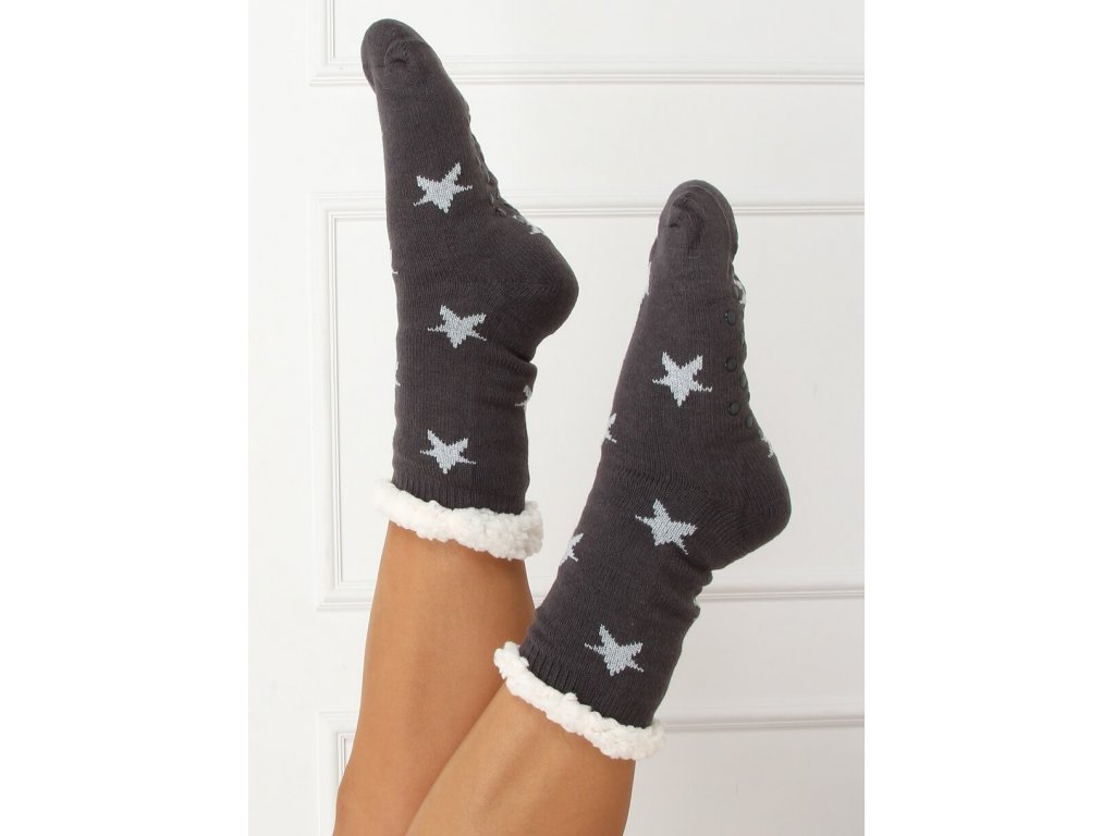 Ponožky s beránkem a hvězdičkami Carina šedé