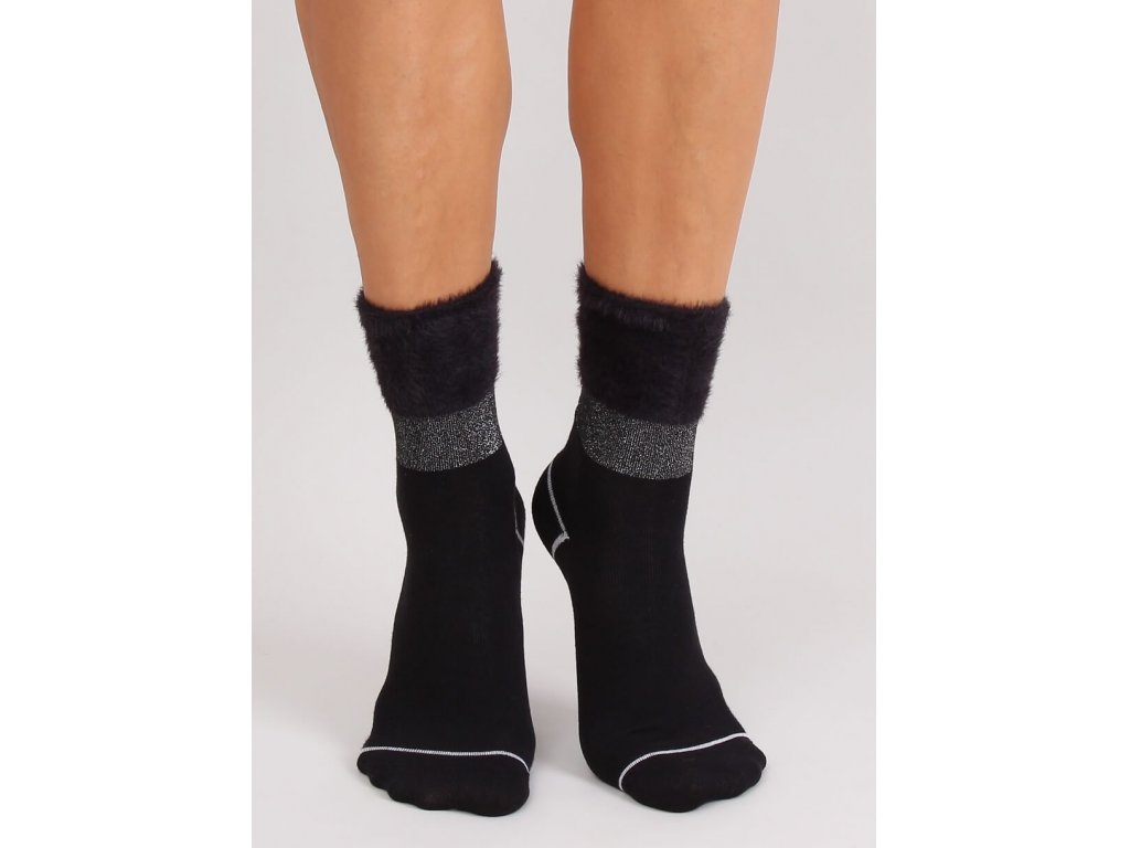 Ponožky s kožešinou Alysa černé