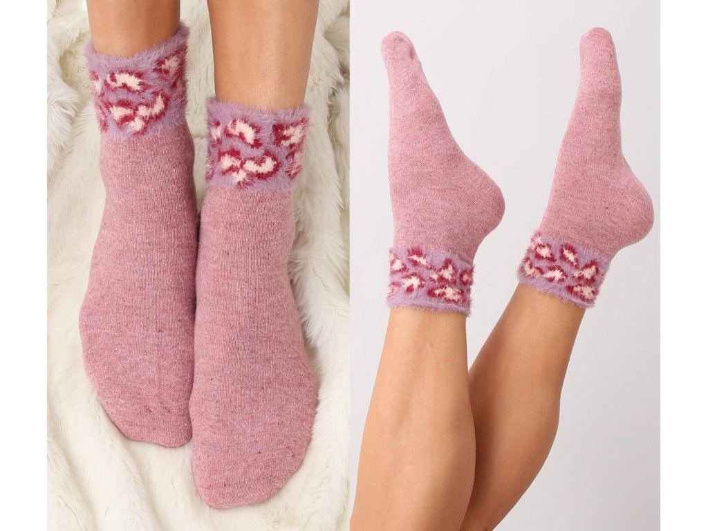 Ponožky s kožešinou Marge růžové