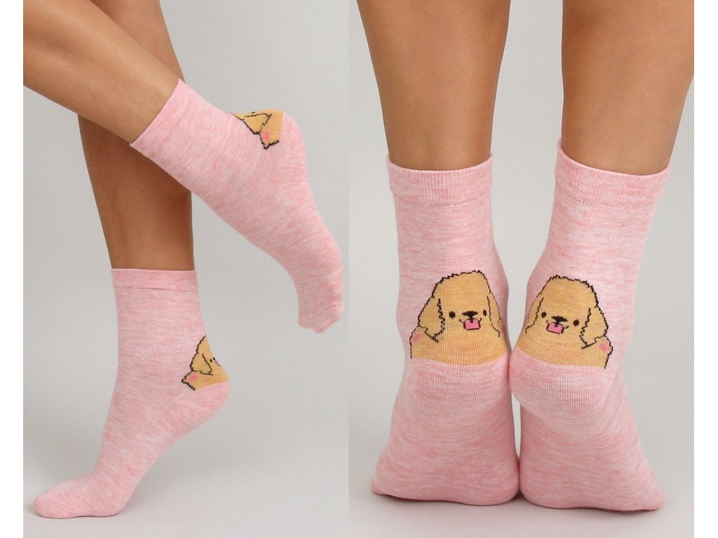 Ponožky s pejsky Sylva růžové